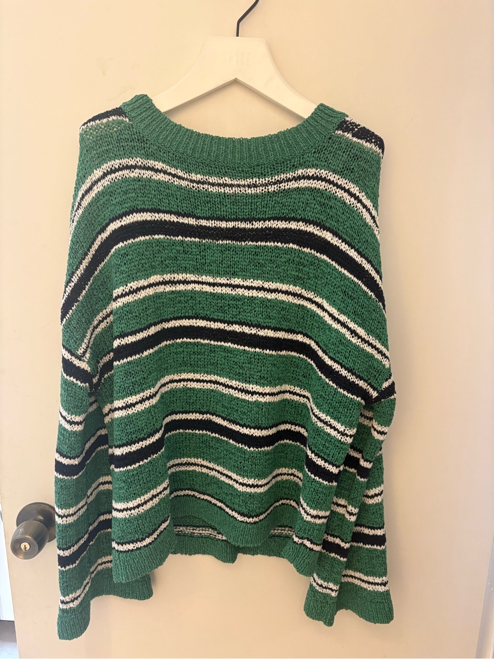 Striped Green Crewneck Sweater - Women - Picture 2 of 2